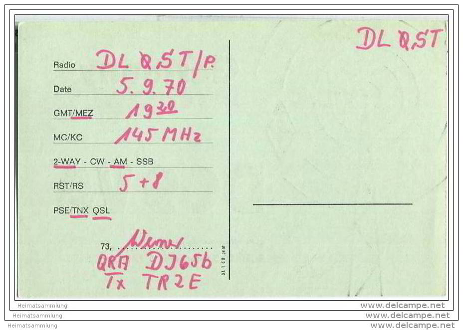 QSL - Funkkarte - DC9VA - Saarbrücken - 1970 - Amateurfunk