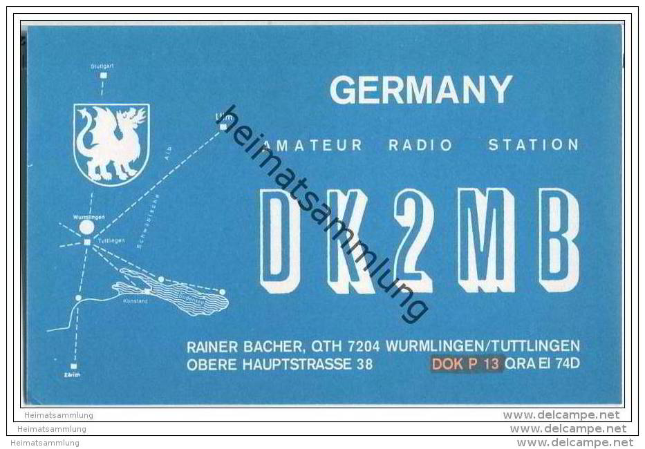 QSL - Funkkarte - DK2MB - Wurmlingen - 1970 - Amateurfunk