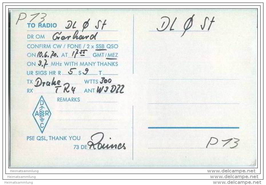 QSL - Funkkarte - DK2MB - Wurmlingen - 1970 - Amateurfunk