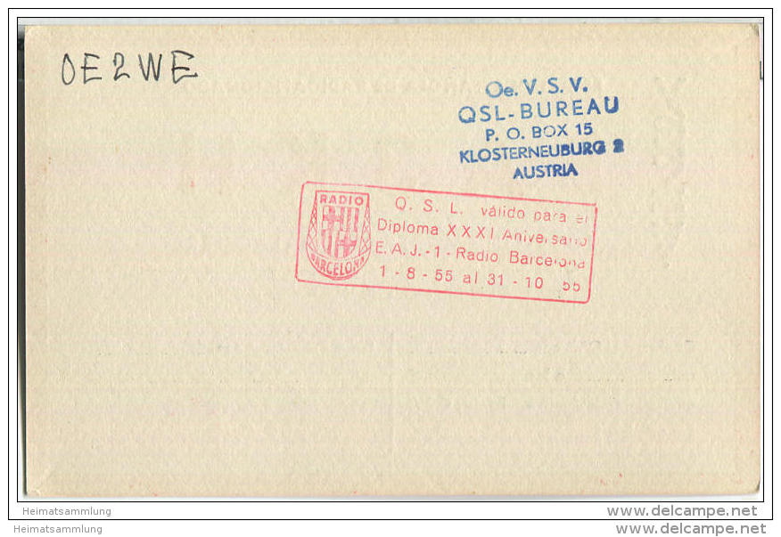 QSL - QTH - Funkkarte - EA3KH - Espana - Barcelona - 1955 - Amateurfunk