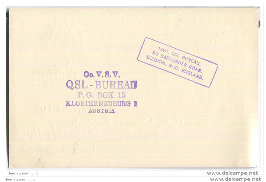 QSL - QTH - Funkkarte - ISWL - Great Britain - London - 1958 - Amateurfunk