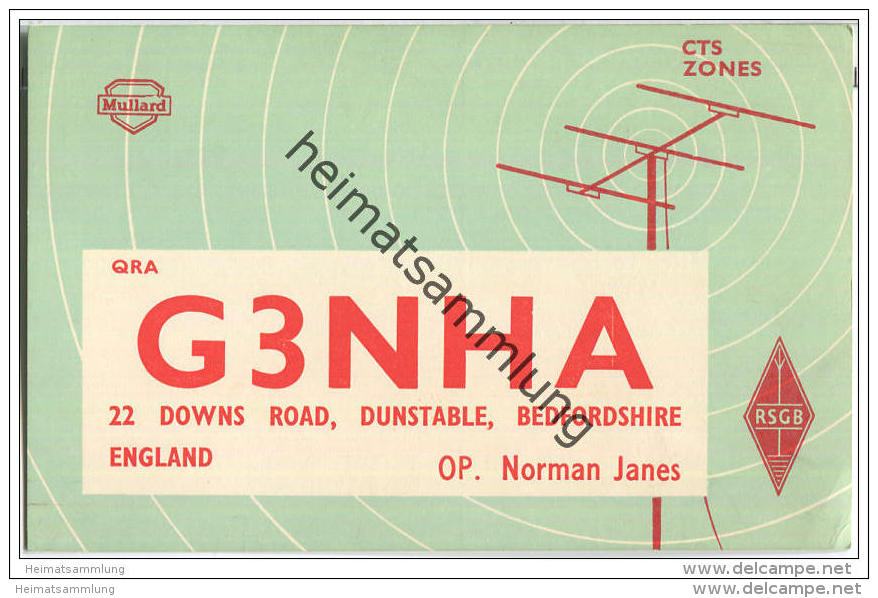 QSL - QTH - Funkkarte - G3NHA - Great Britain - Bedfordshire - 1961 - Amateurfunk