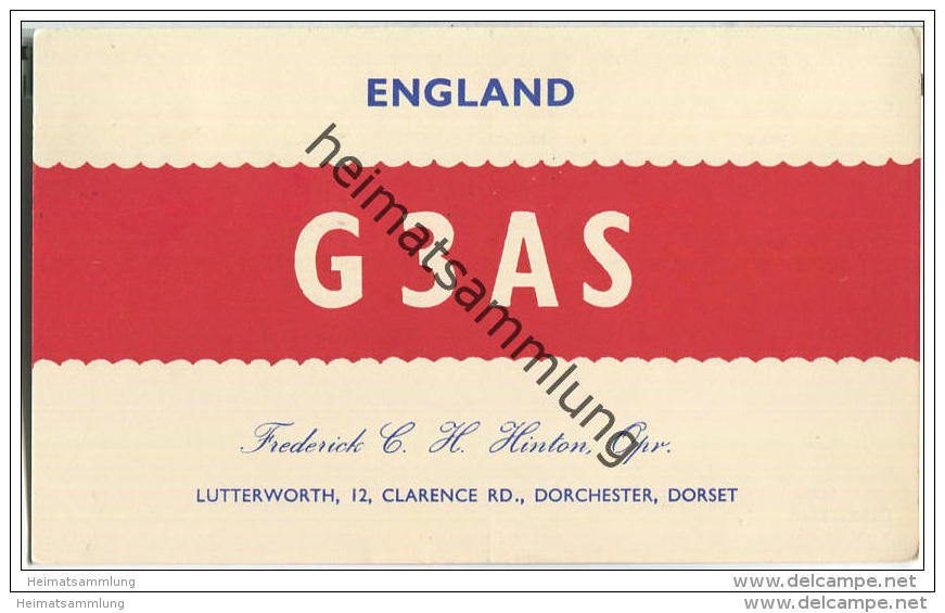 QSL - QTH - Funkkarte - G3AS - Great Britain - Dorchester - 1956 - Radio Amateur