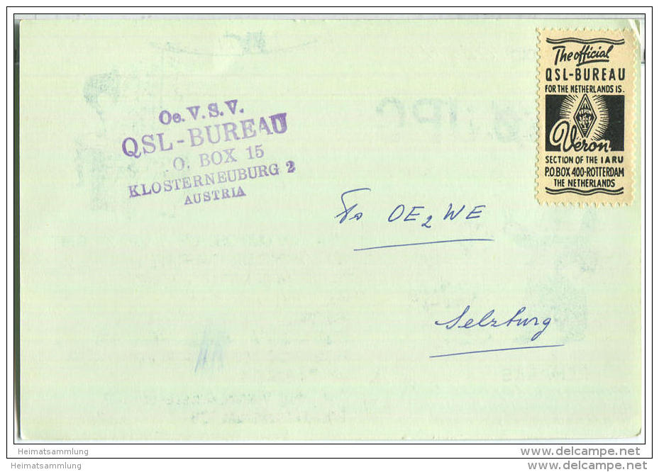 QSL - QTH - Funkkarte - PA0JPC - The Netherlands - Amsterdam - 1959 - Amateurfunk