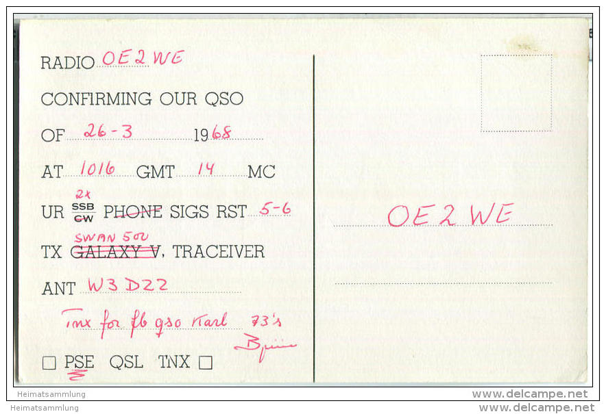 QSL - QTH - Funkkarte - LA3UL - Norway - Halden - 1968 - Radio Amatoriale