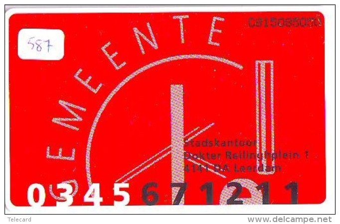 NEDERLAND CHIP TELEFOONKAART CRD 587 * GEMEENTE LEERDAM * Telecarte A PUCE PAYS-BAS ONGEBRUIKT MINT - Privé