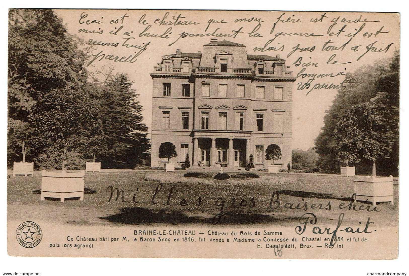 Braine-le-Château - Château Du Bois De Samme 1930 - Edit. Desaix - 2 Scans - Braine-le-Château