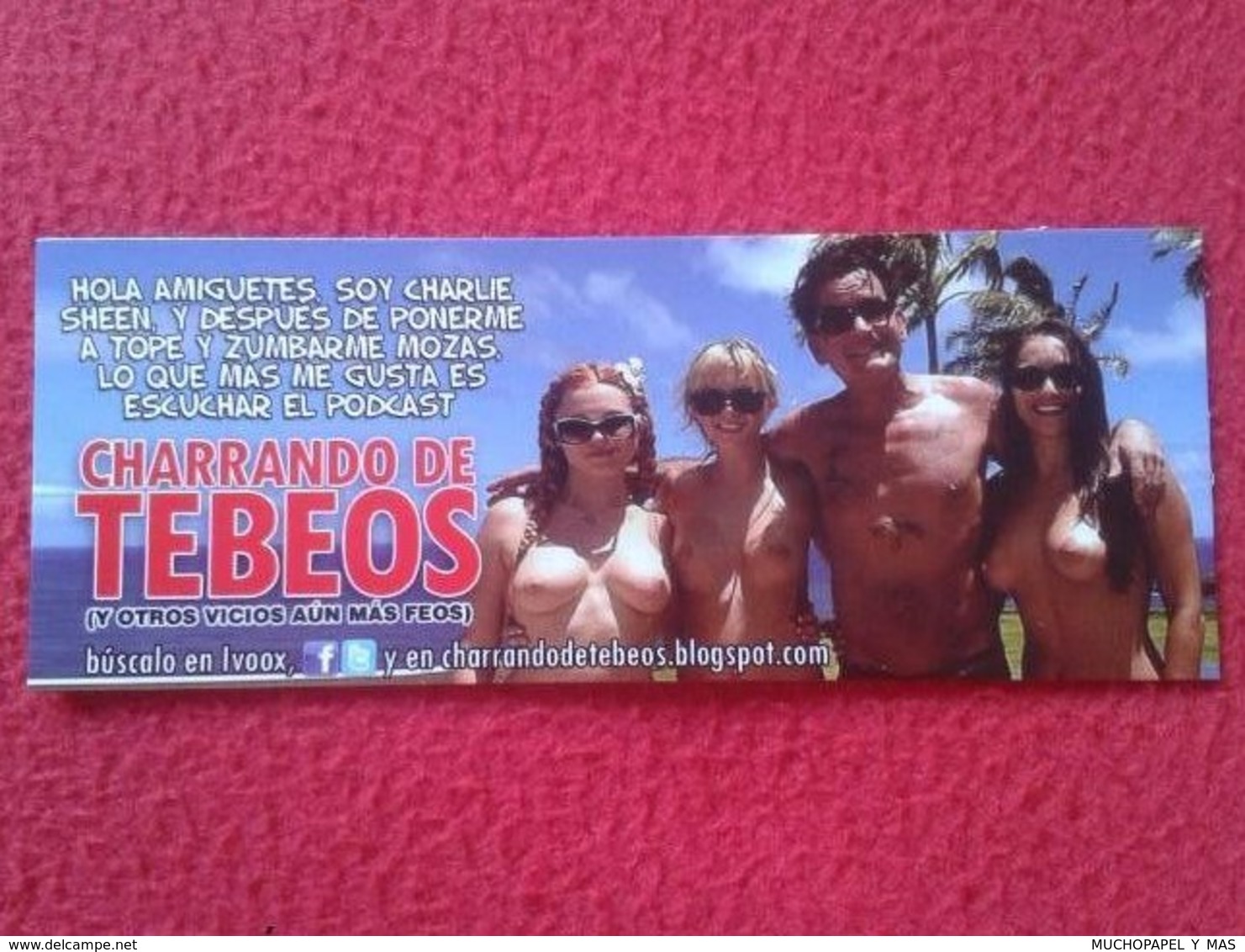 MARCAPÁGINAS BOOKMARK BOOK MARK HUMOR HUMORÍSTICO ACTOR CINE TV CHARLIE SHEEN CON CHICAS  MOZAS WOMEN NUDES PORN EROTIC. - Marcapáginas