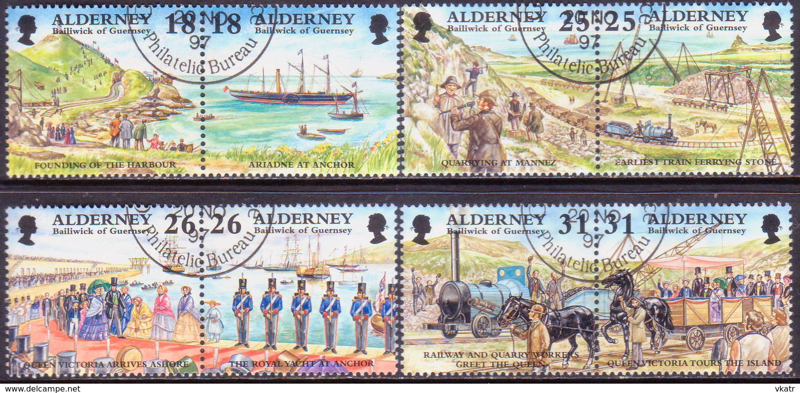 ALDERNEY 1997 SG A102-A109 Compl.set In Horiz.pairs Used Garrison Island (1st Series) - Alderney