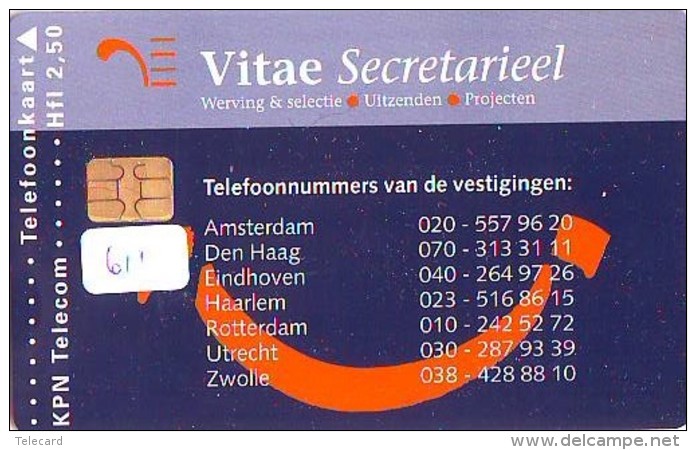 NEDERLAND CHIP TELEFOONKAART CRD 611 * VITAE SECRETARIEEL * Telecarte A PUCE PAYS-BAS ONGEBRUIKT MINT - Privé