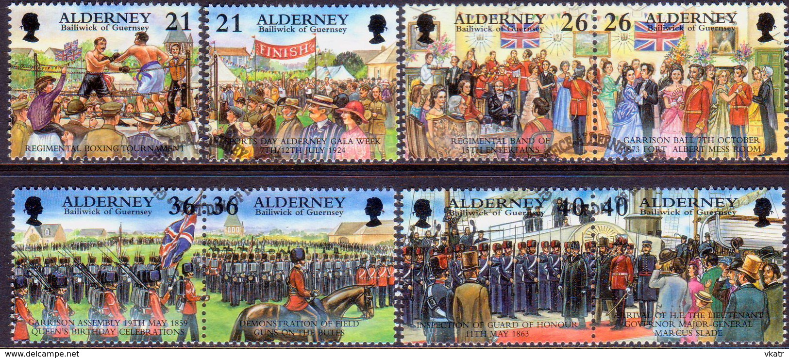 ALDERNEY 2000 SG A154-A161 Compl.set Used Garrison Island (4th Series) A156-A161 In Three Horiz. Pairs - Alderney