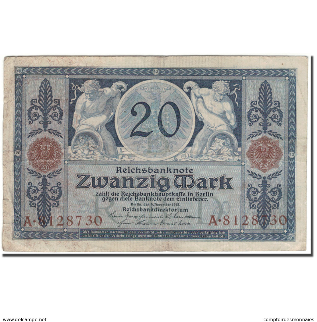 Billet, Allemagne, 20 Mark, 1915-11-04, KM:63, TB+ - 20 Mark