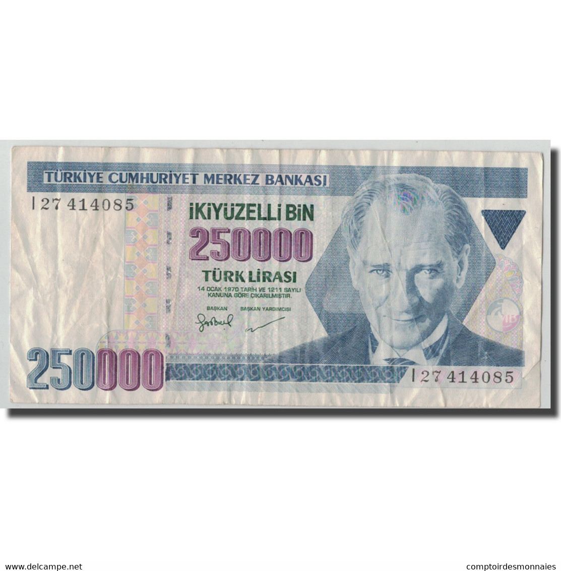 Billet, Turquie, 250,000 Lira, L.1970, 1970-01-14, KM:211, B+ - Turquie