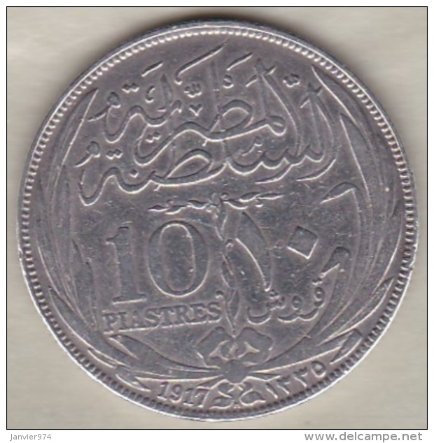 Egypte. 10 Piastres AH 1335 &ndash; 1917. Sultan Hussein Kamil. Argent .KM# 319 - Egypt
