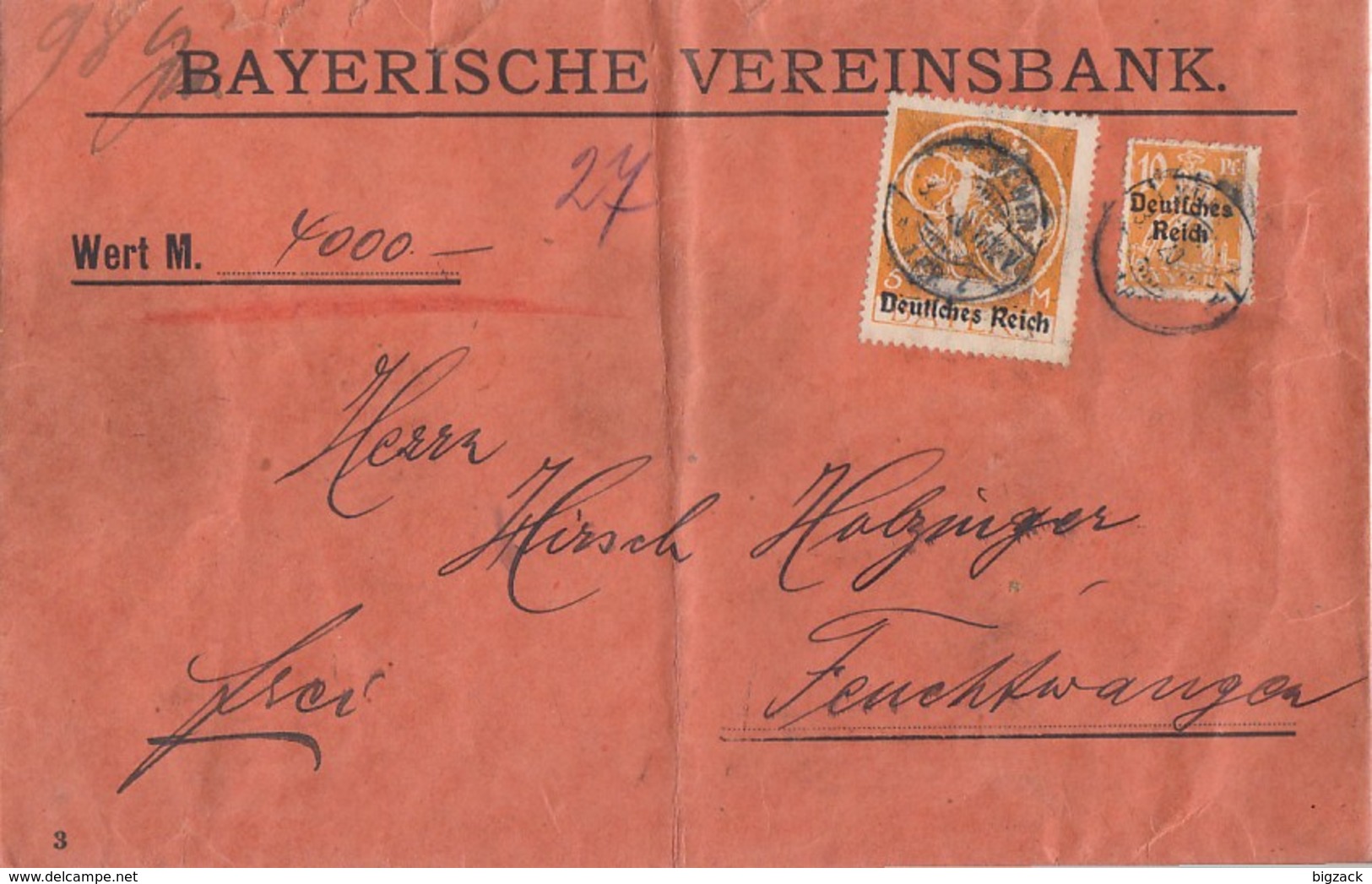 DR Wertbrief Mif Minr.120,136 München Gel. Nach Feuchtwangen - Briefe U. Dokumente