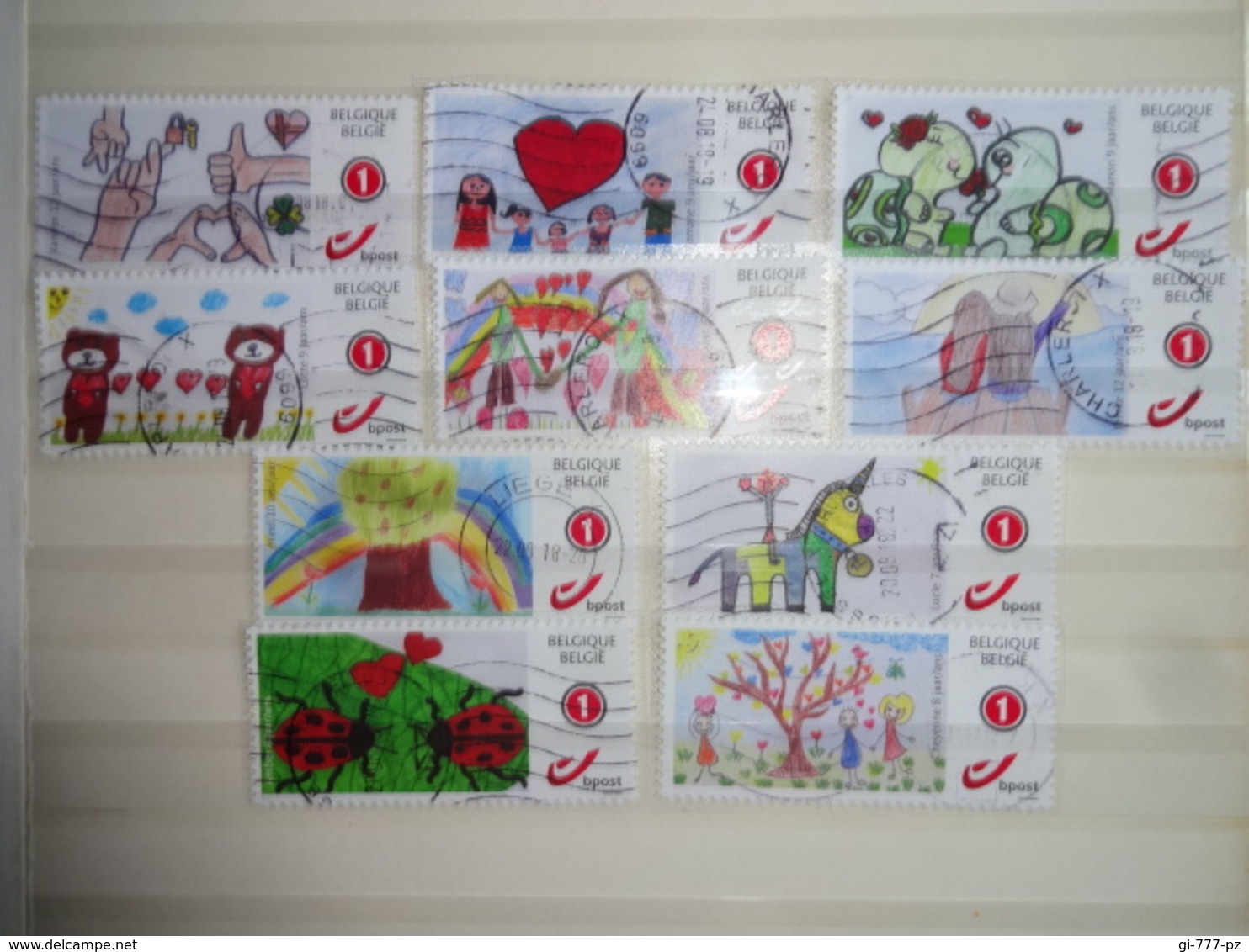 Belgium ° Duo's Collé Sur Plastique Transparante / Kindertekeningen Dessins D'enfants - Used Stamps