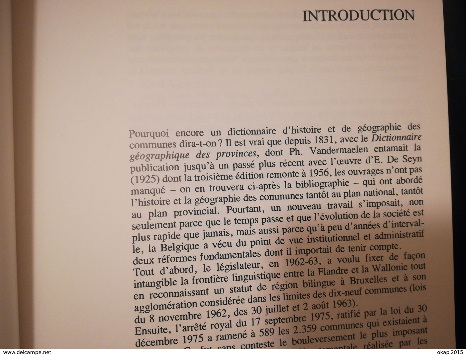 DICTIONNAIRE D'HISTOIRE ET DE GÉOGRAPHIE ADMINISTRATIVE COMMUNES DE BELGIQUE LOT 2 TOMES WALLONIE LIVRES