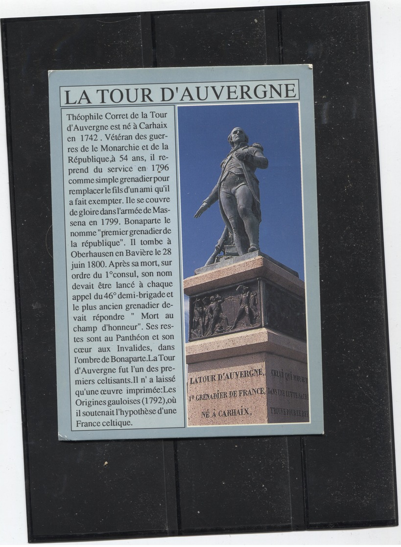 France 1 Carte Postale Carhaix Année 1993 Statue De La Tour D'Auvergne - Timbre Oblitéré 2853 - Carhaix-Plouguer