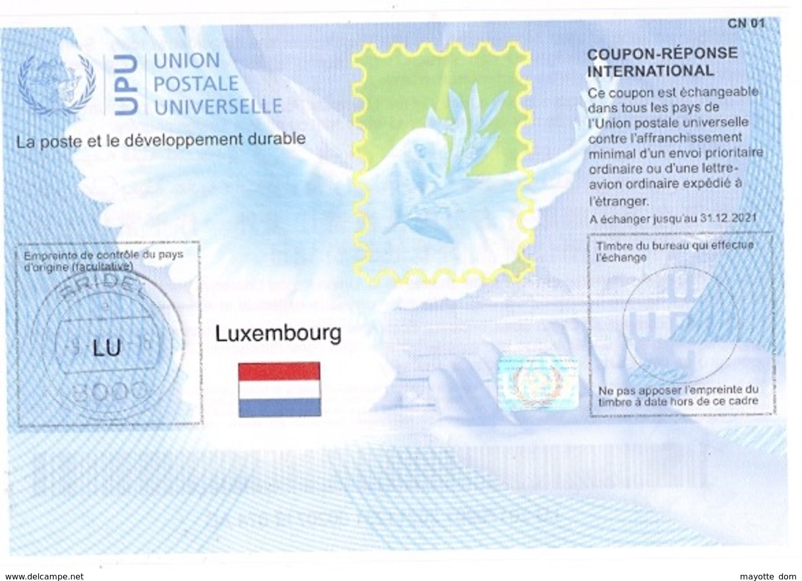 LUXEMBOURG Int. Reply Coupon 20170901 Reponse Antwortschein Hologram IRC O BRIDEL - Autres & Non Classés