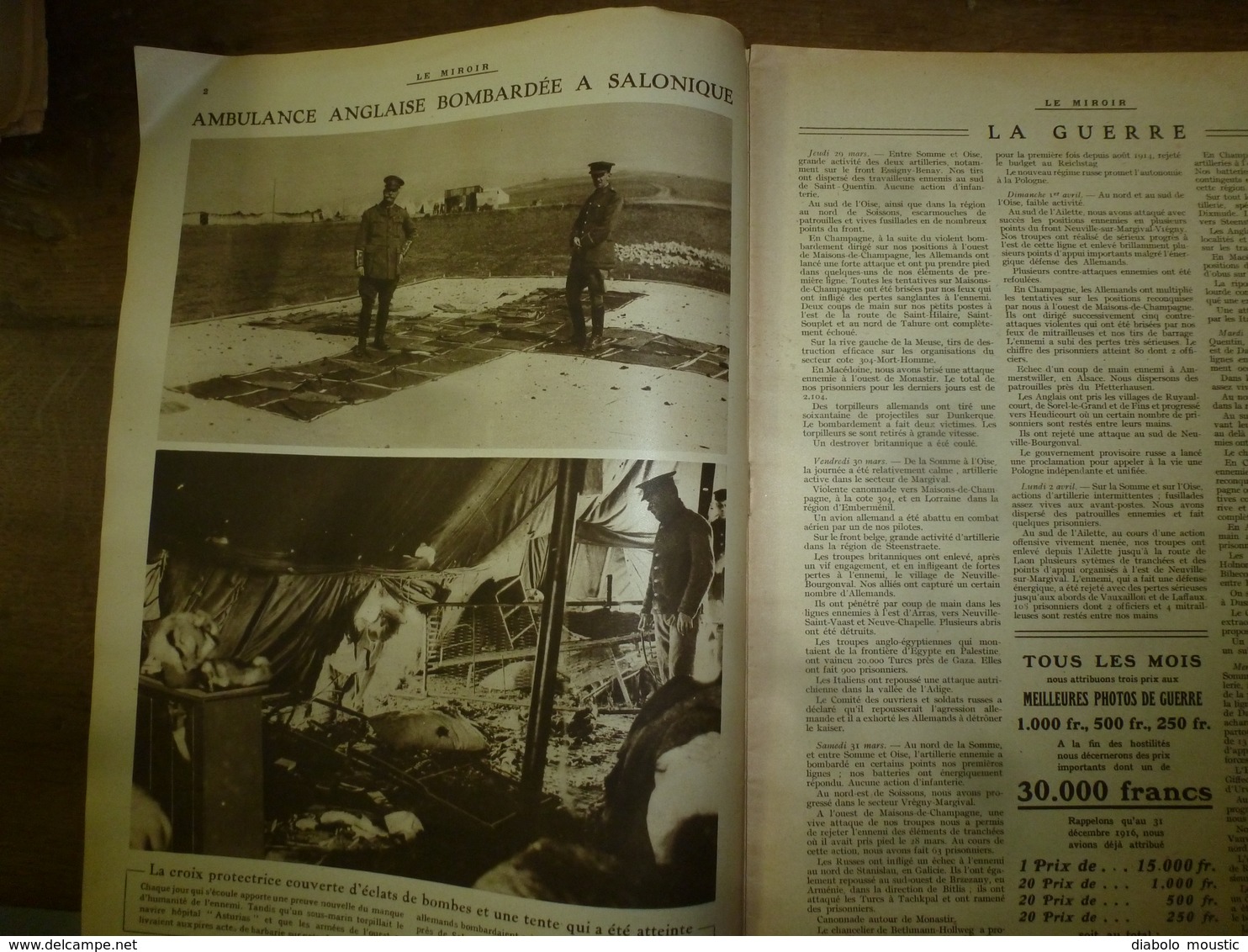 1917 LE MIROIR:Crimes à Crouchévatz (Serbie); Manequins Explosifs;Chauny,Bapaume,Peronne;British-Army;Les Portugais;etc - Französisch