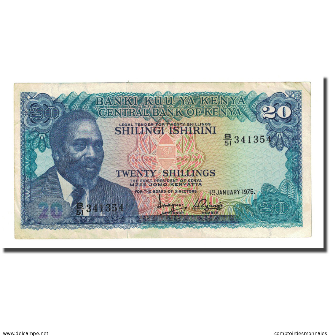 Billet, Kenya, 20 Shillings, 1975-01-01, KM:13b, TTB - Kenia