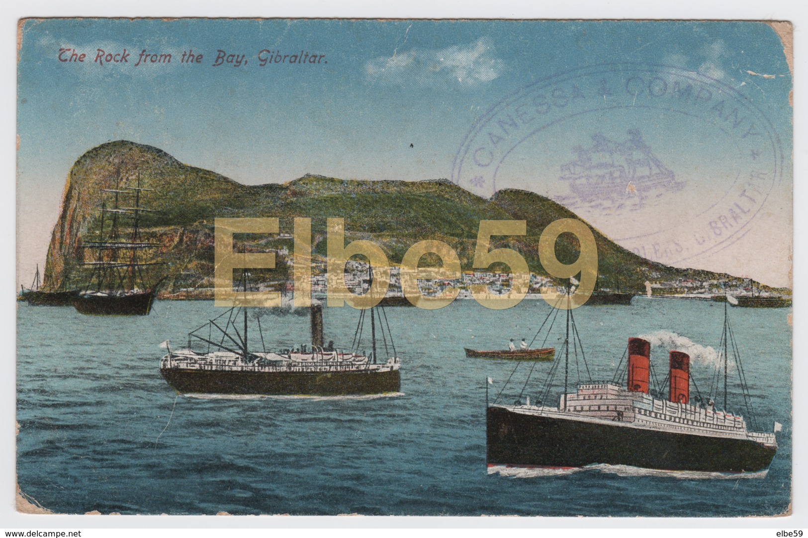 Gibraltar, The Rock Fron The Bay, Steamers, Used, Stamp - Gibilterra