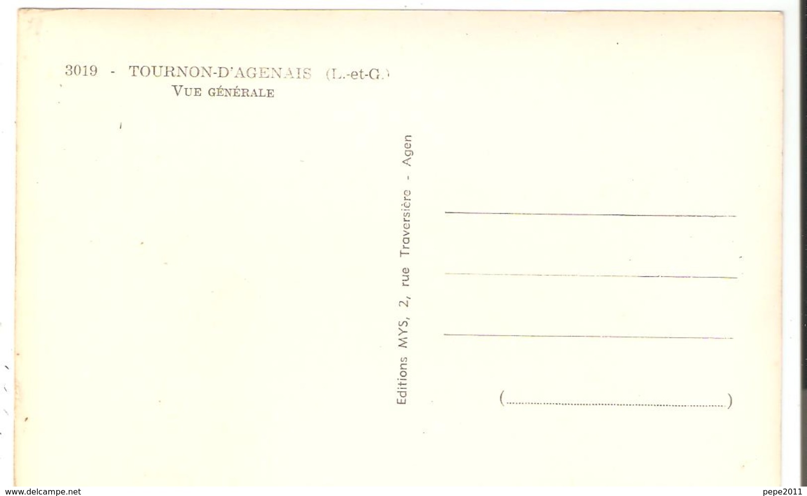 CPA 47 TOURNON D' AGENAIS Vue Générale Peu Commune - Tournon D'Agenais