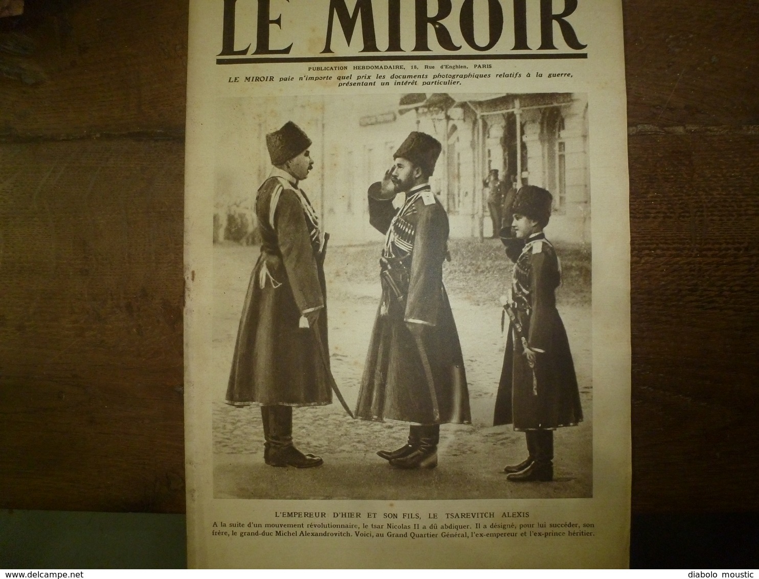 1917 LE MIROIR:Course De Tortues Sur Le Front;Nicolas II Et Alexis;Belges En Afrique Allemande;Gravure De Carrey;etc - Francese