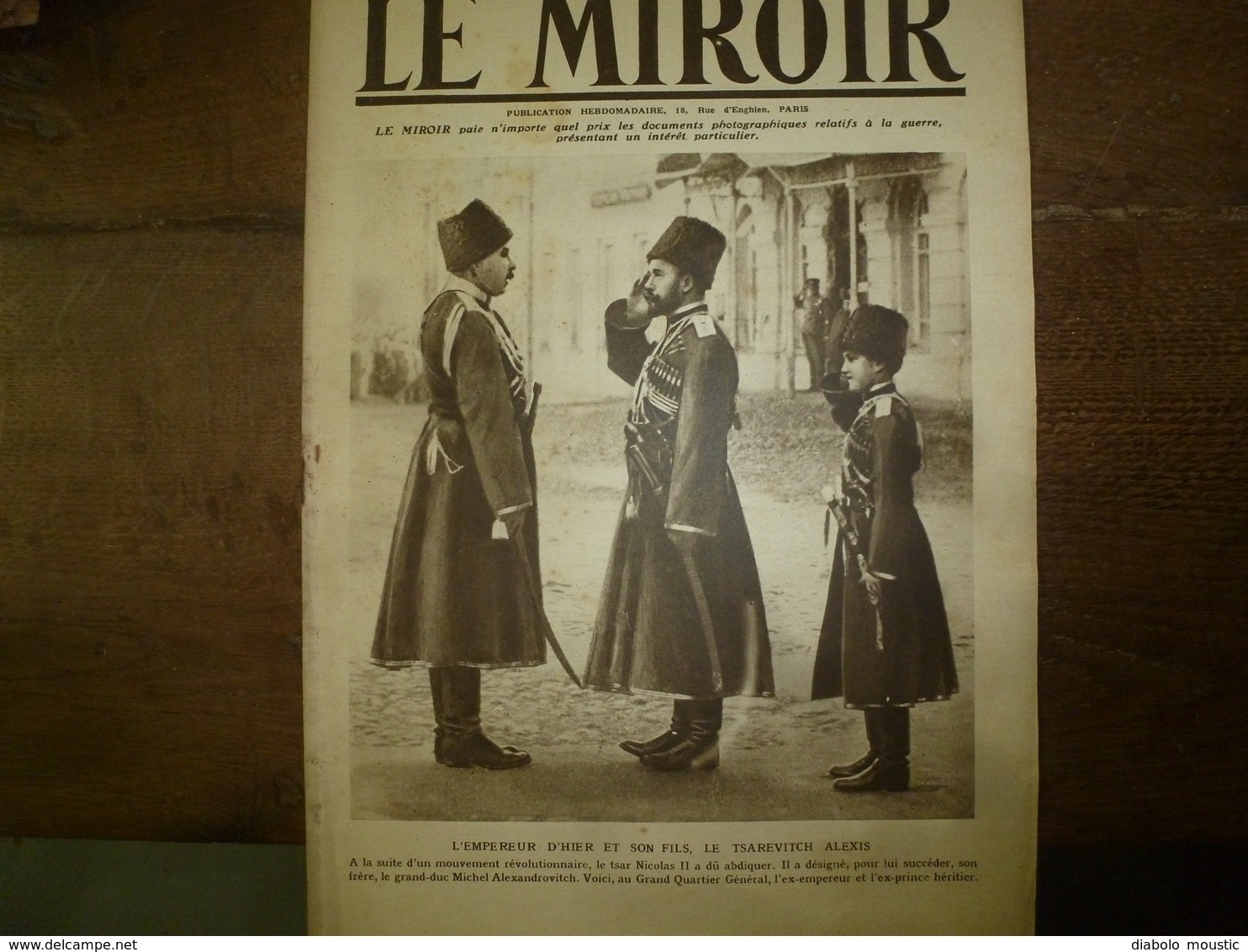 1917 LE MIROIR:Course De Tortues Sur Le Front;Nicolas II Et Alexis;Belges En Afrique Allemande;Gravure De Carrey;etc - Frans