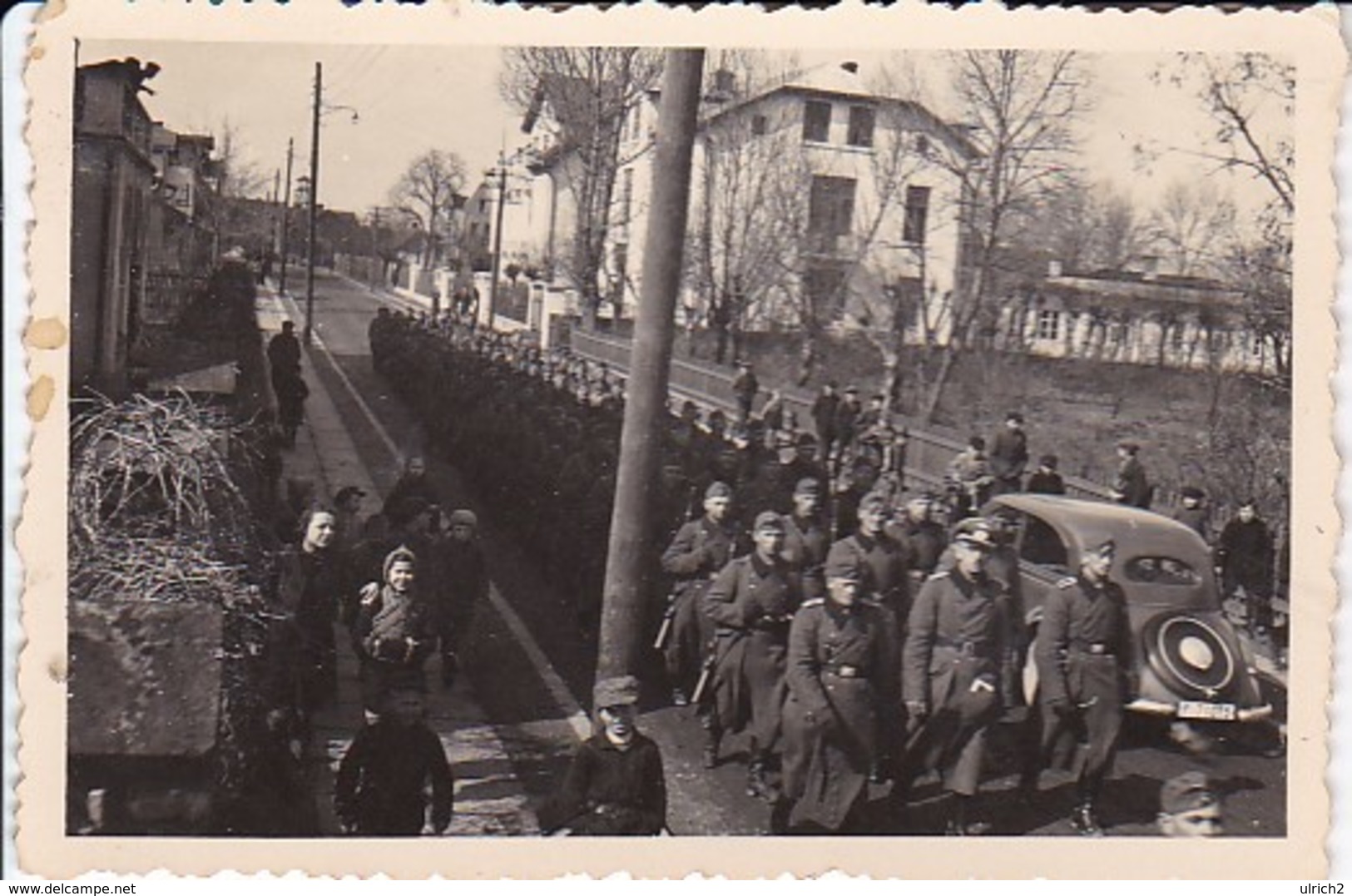 Foto Kolonne Deutsche Soldaten - PKW - 2. WK - 8*5cm (36416) - Guerra, Militari