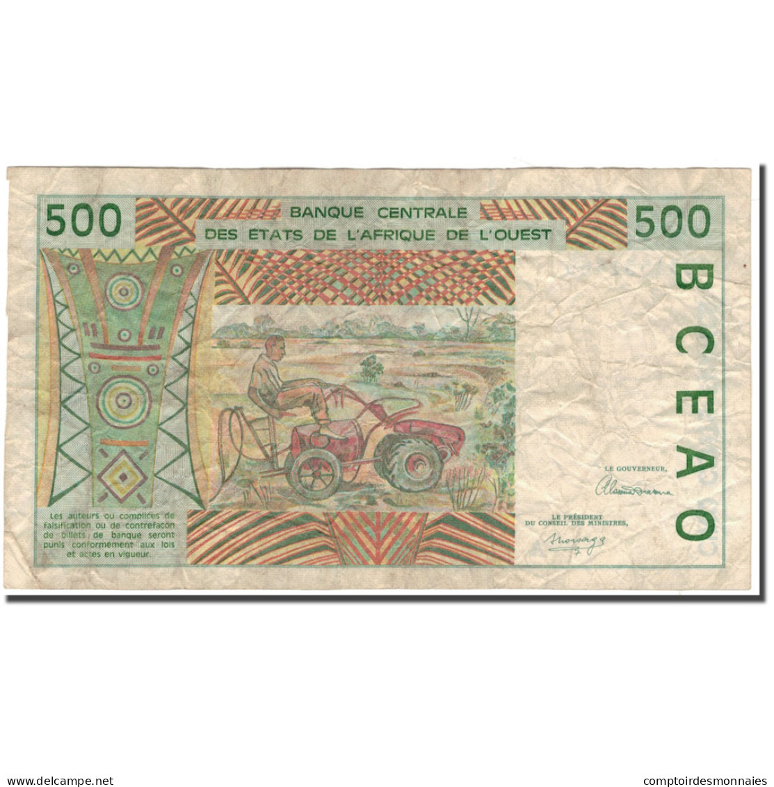 Billet, West African States, 500 Francs, 1992, KM:110Ab, B - États D'Afrique De L'Ouest