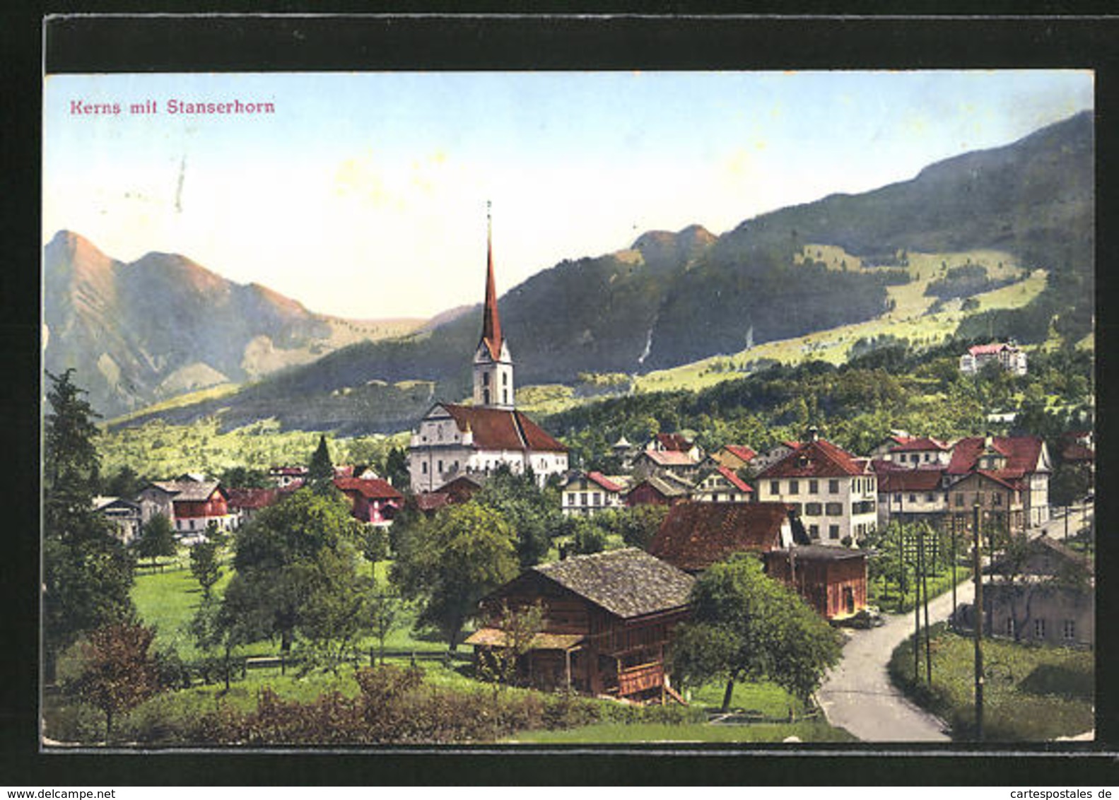 CPA Kerns, Ortsblick Avec Stanserhorn - Kerns