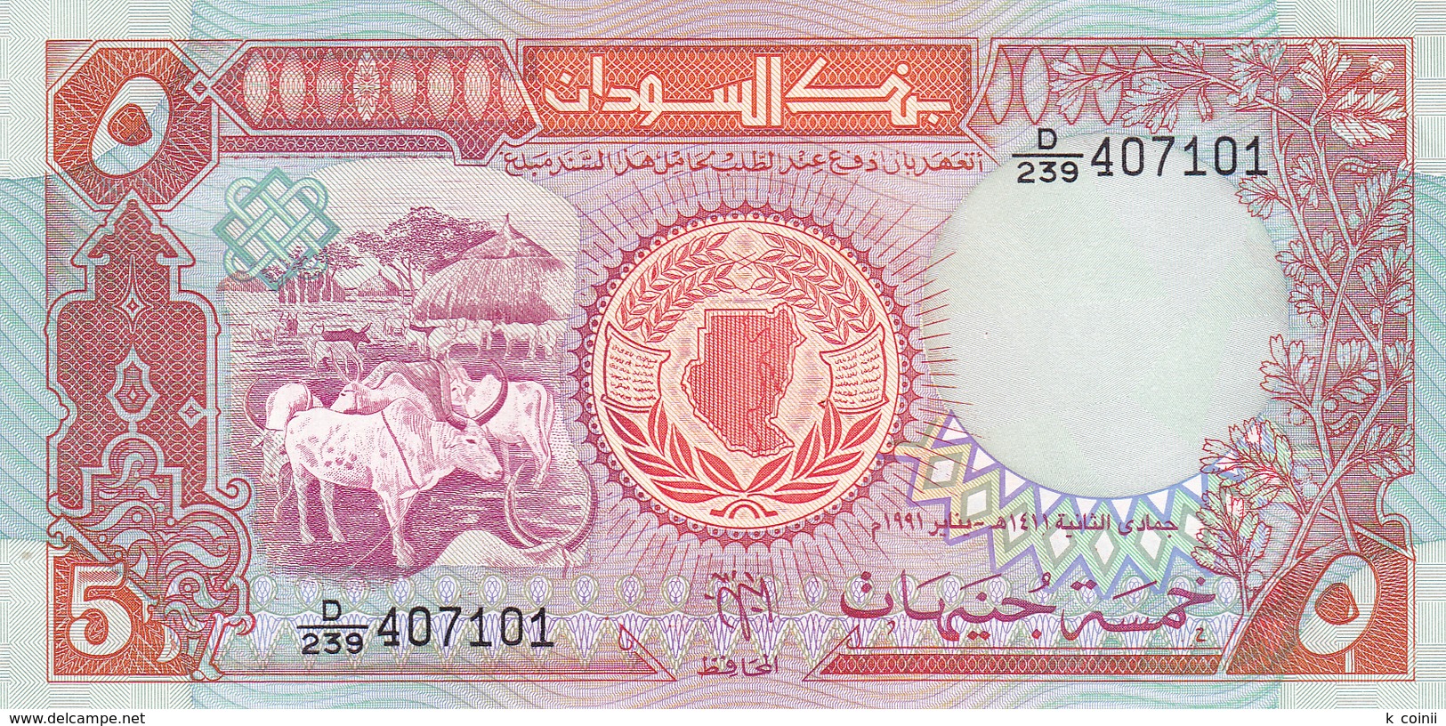 Sudan - 5 Pounds 1991 - UNC - Soudan