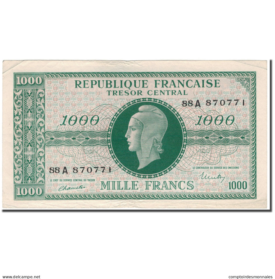 France, 1000 Francs, 1943-1945 Marianne, 1945, TTB+, Fayette:VF 12.1, KM:107 - 1943-1945 Maríanne