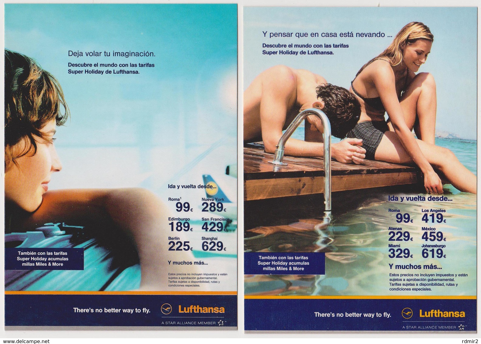 [556] LUFTHANSA. 4 Promotional Postcards In Spain. .4 Werbepostkarten In Spanien. 2001 / 2004. - Otros & Sin Clasificación