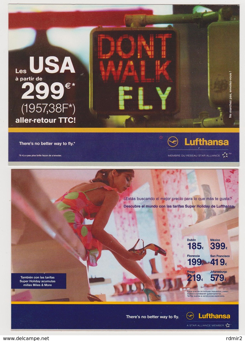 [558] LUFTHANSA 2 Promotional Postcards In France & Spain. .2 Werbepostkarten Frankreich Und Spanien. 2001 & 2003.. - Otros & Sin Clasificación