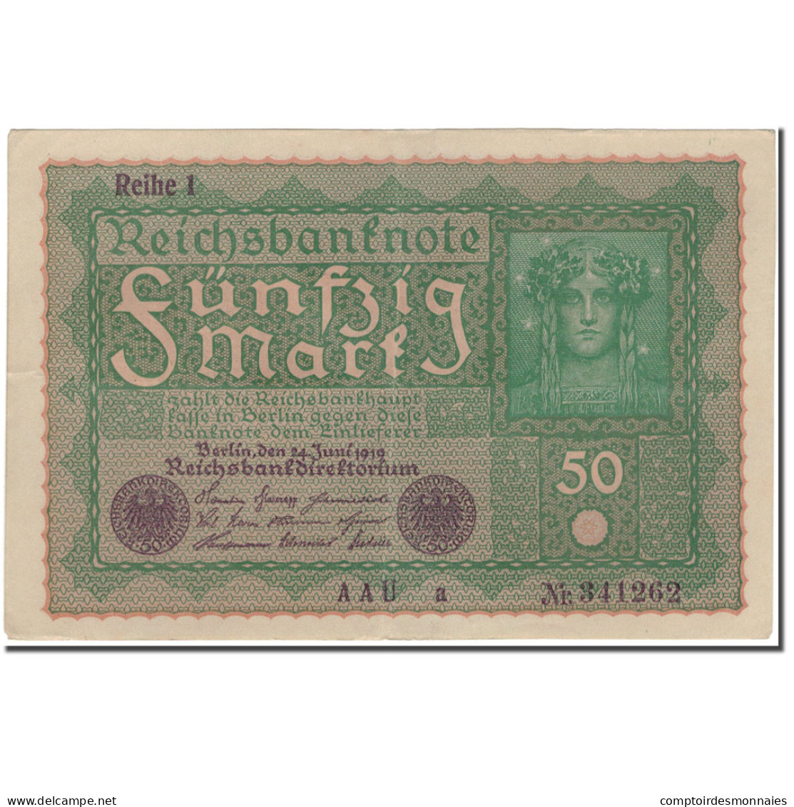 Billet, Allemagne, 50 Mark, 1919-06-24, KM:66, TTB+ - 50 Mark