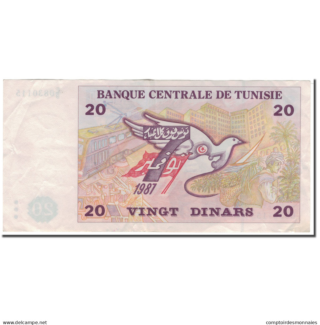 Billet, Tunisie, 20 Dinars, 1992-11-07, KM:88, TTB - Tunesien