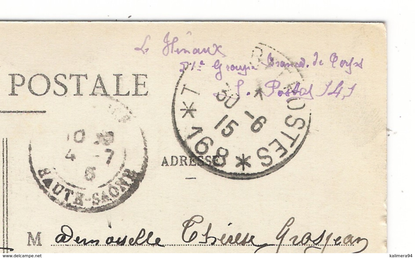 VOSGES / FRAIZE / LE GRAND-HÔTEL ( Chevaux Et Militaires, Publicité LU ) / Cachet Militaire "TRESOR Et POSTES N° 168"... - Fraize