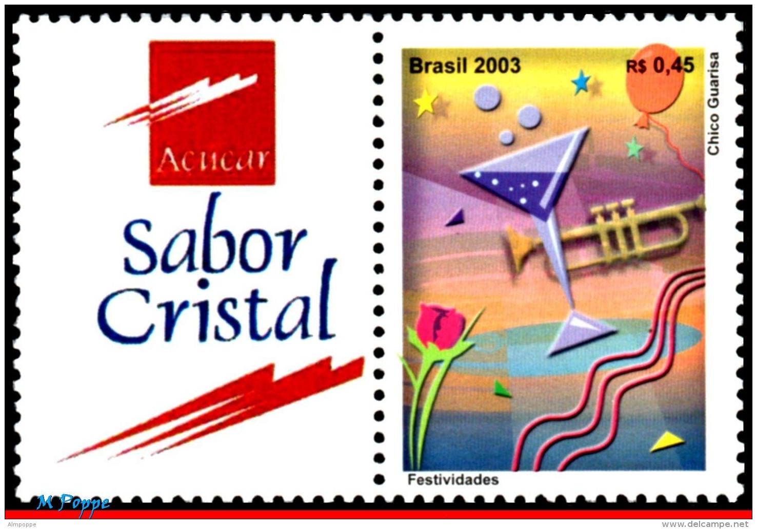 Ref. BR-2912 BRAZIL 2003 MUSIC, FESTIVALS, MUSICAL, INSTRUMENT, PERSONALIZED MNH 1V Sc# 2912 - Personalized Stamps