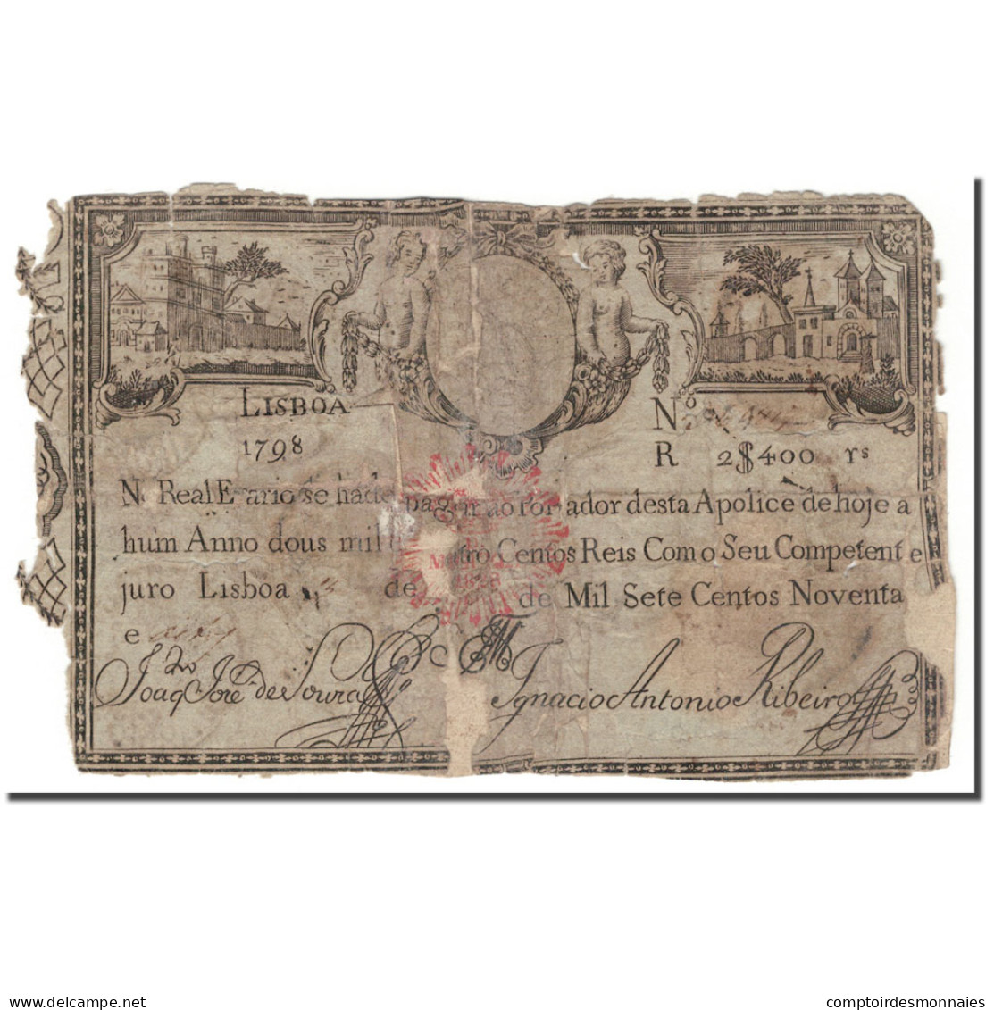 Billet, Portugal, 2400 Reis, 1798, KM:34, B - Portugal