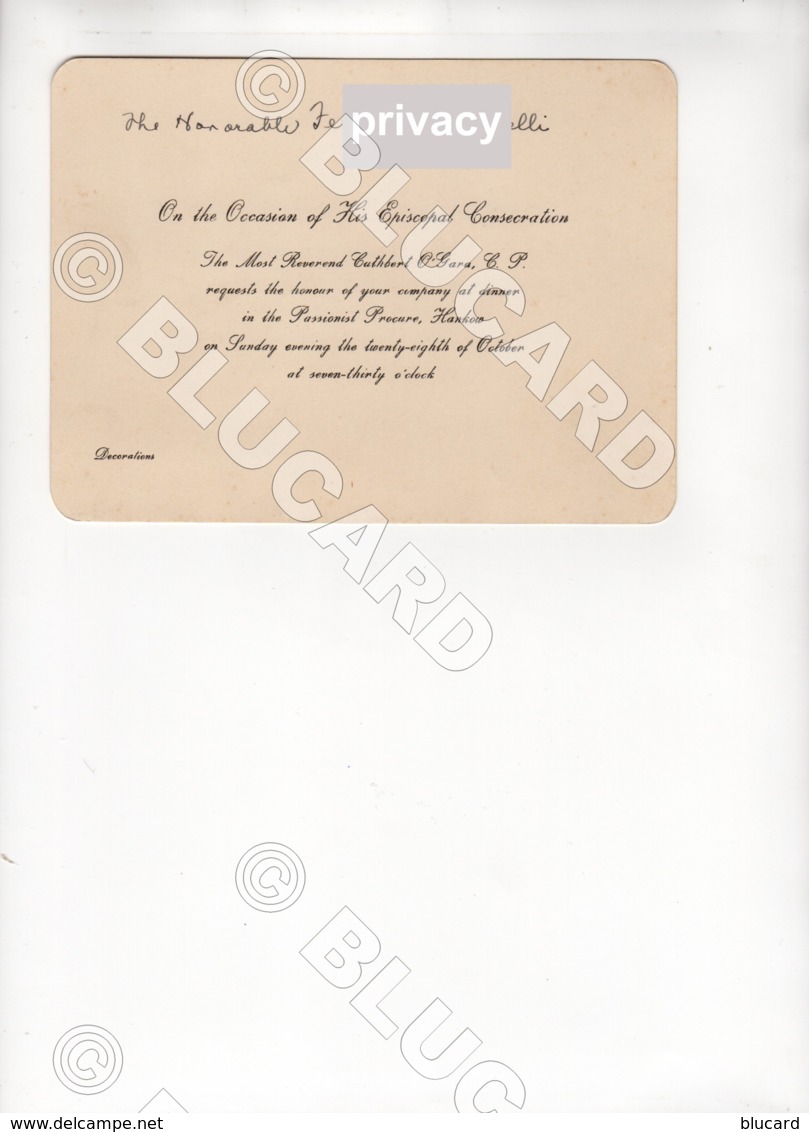 29100 CHINA 1940 ? INVITATION CARD HANKOW EPISCOPAL CONSECRATION - Documenti Storici