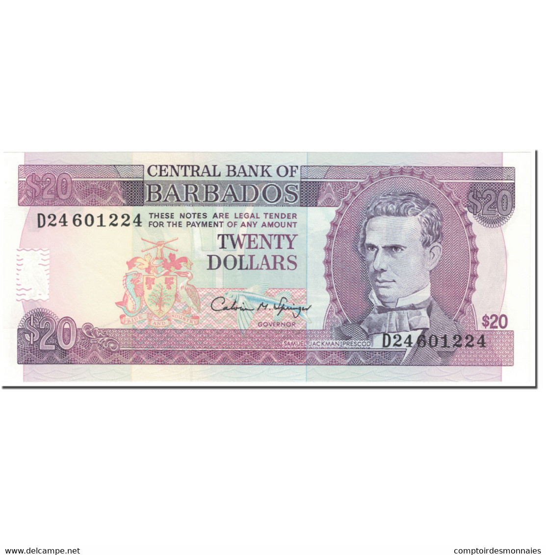 Billet, Barbados, 20 Dollars, 1993, Undated (1993), KM:44, NEUF - Barbades