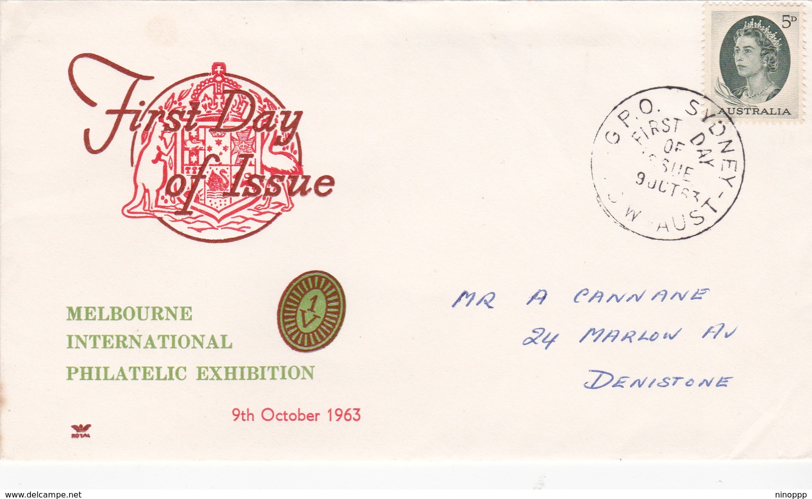 Australia 1963 Royal Definitive Issue 5d Green, Royal FDC Type 1 - FDC