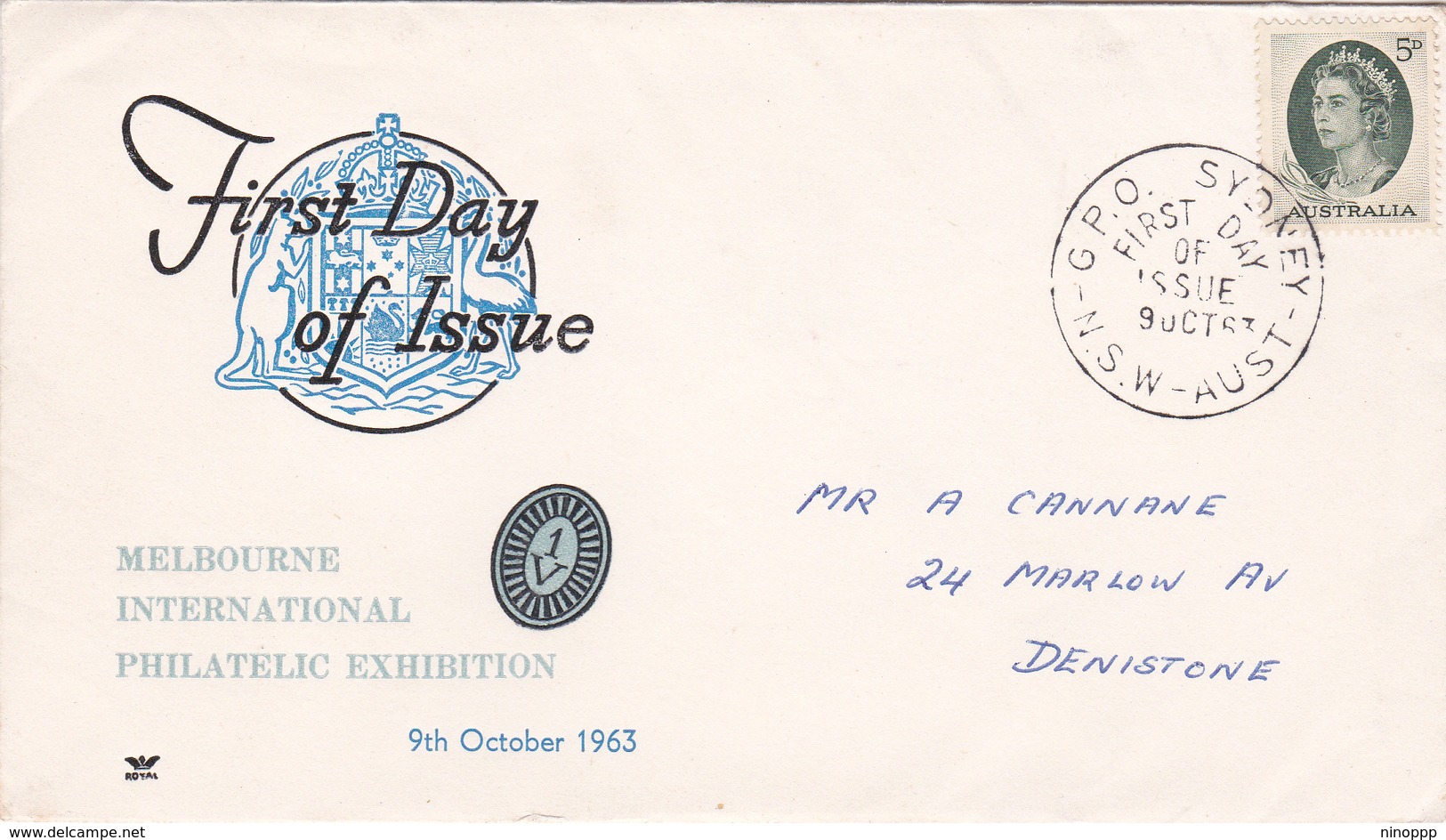 Australia 1963 Royal Definitive Issue 5d Green, Royal FDC Type 2 - FDC