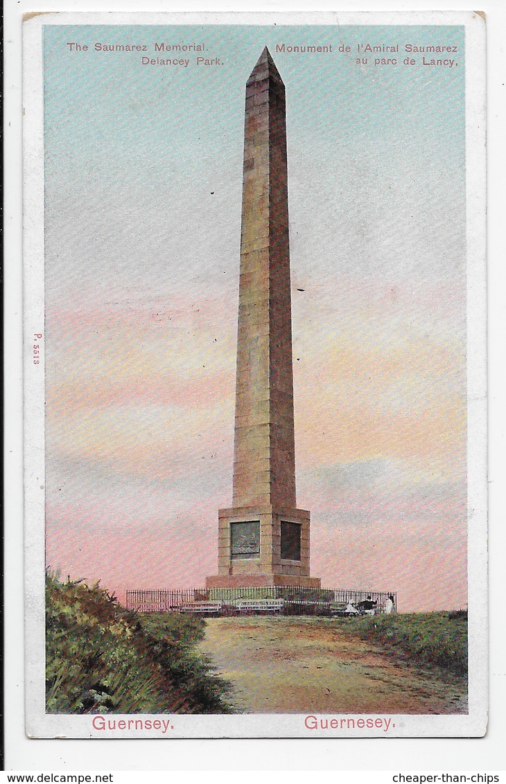 Guernsey  Saumarez Memorial. Delancey Park - Peacock Autochrom P.5513 - Guernsey