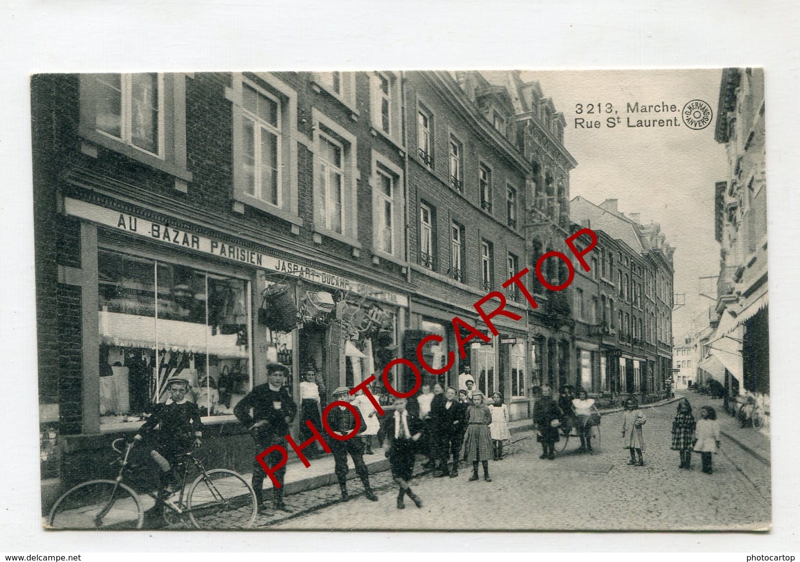 MARCHE-Rue St Laurent-Commerces-Animation-Periode Guerre 14-18-1WK-BELGIEN-Feldpost-Cachet MARCHE - Marche-en-Famenne