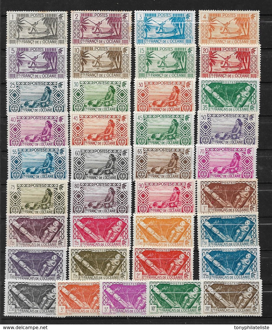 Colonies Francaise   Timbres D'Océanie De 1939/49 N°84 A 120 Complet Neufs * (cote 84€) - Autres - Océanie
