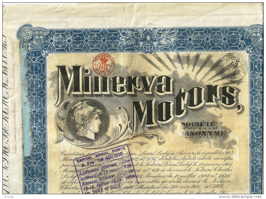 Minerva Motors / Coupons Partielement Coupés Jusqu'à 1928 - Cars
