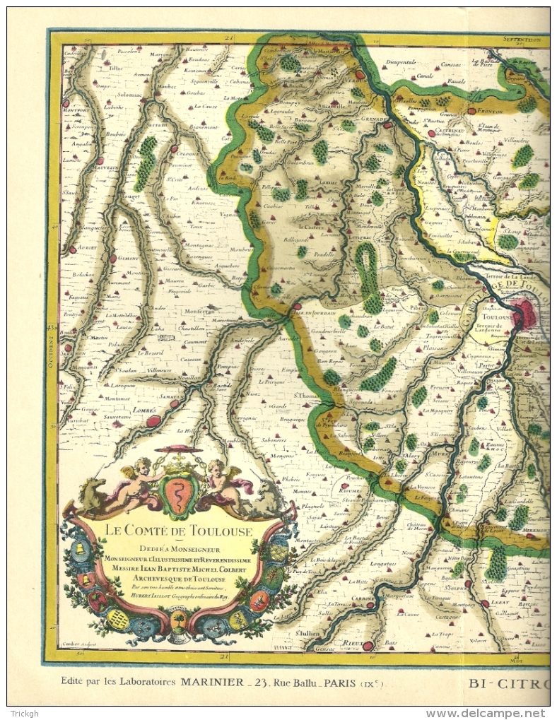 Comté De Toulouse / Ed. Laboratoires Marinier / 36 X 27 Cm Plié - Geographical Maps